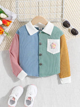 Little Girls' Casual Fashionable Outdoor Long Sleeve Jacket, Cute & Sweet 3D Flower Patchwork And Color Blocking